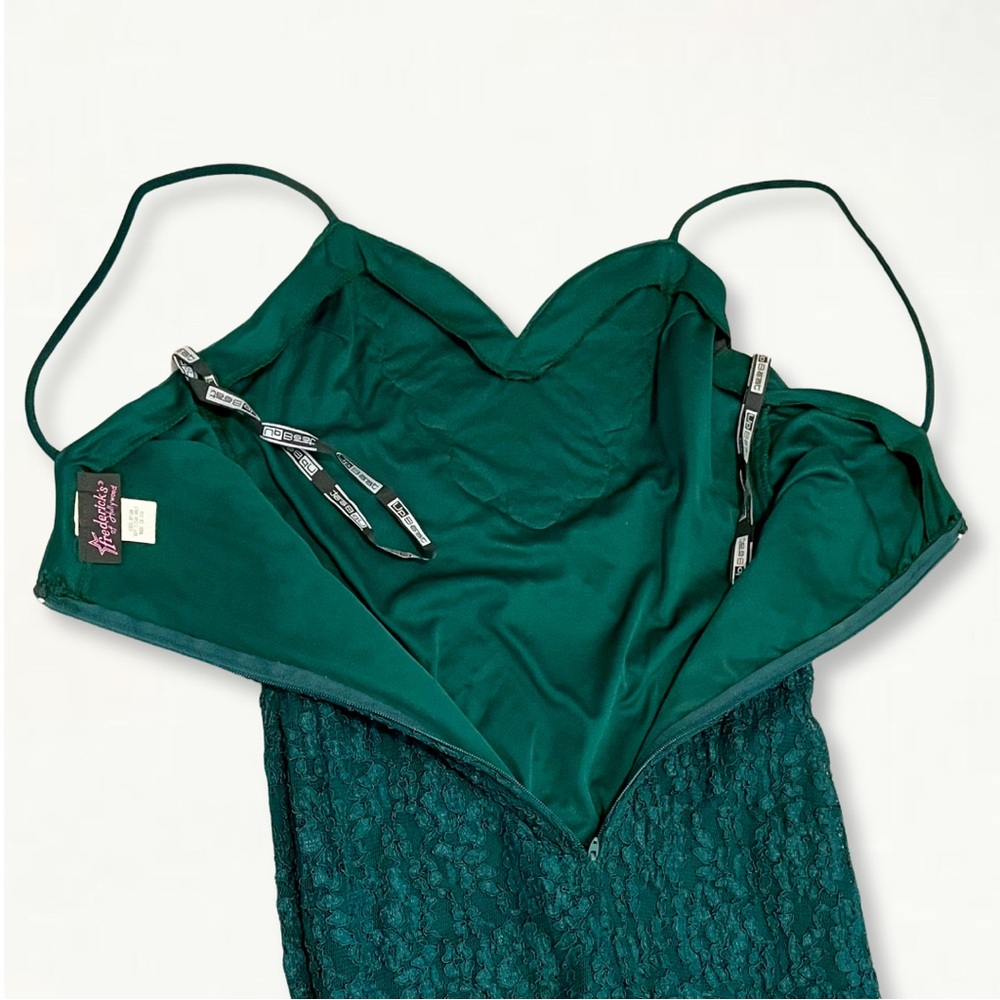 Vintage 1990s Frederick’s of Hollywood Green Lace Sequin + Studded Formal Dress - Picture 8 of 9